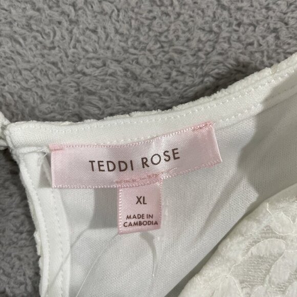 NEW Teddi Rose Women's XL Crewneck Short Sleeve Blouse-Lace Top - Picture 5 of 8